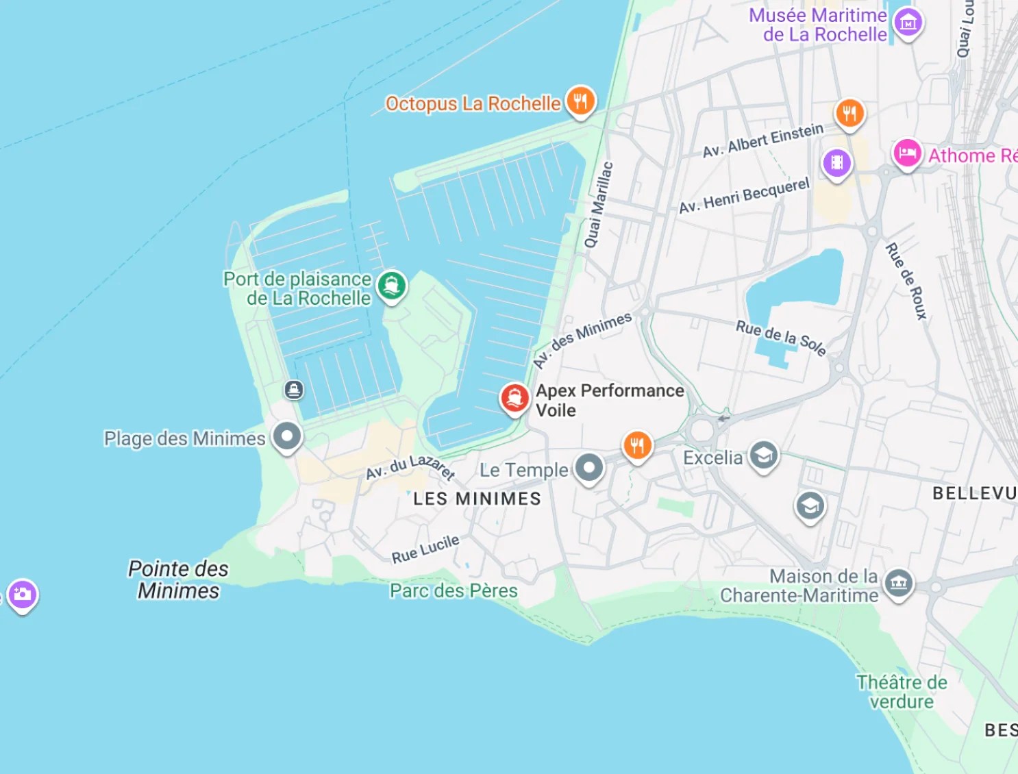 Localisation du club de voile de La Rochelle sur la carte